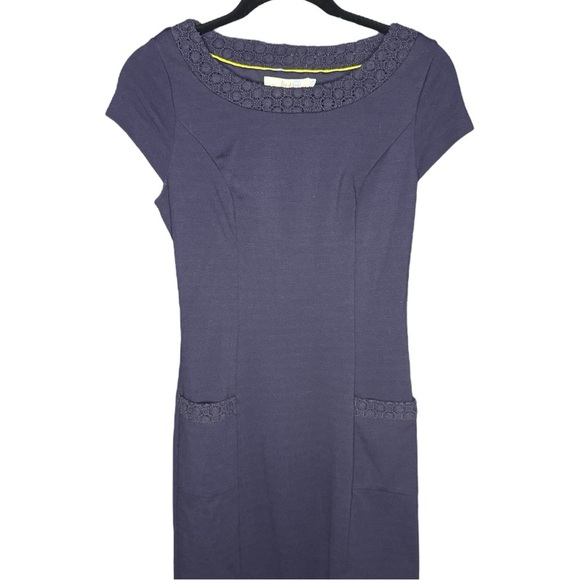 Boden Broderie Ponte Navy Dress Size 4L - Picture 3 of 6